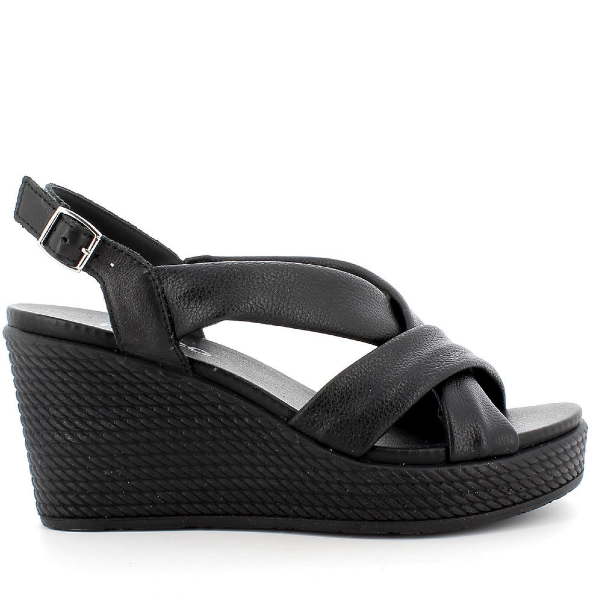 Donna agata sandalo con zeppa in pelle