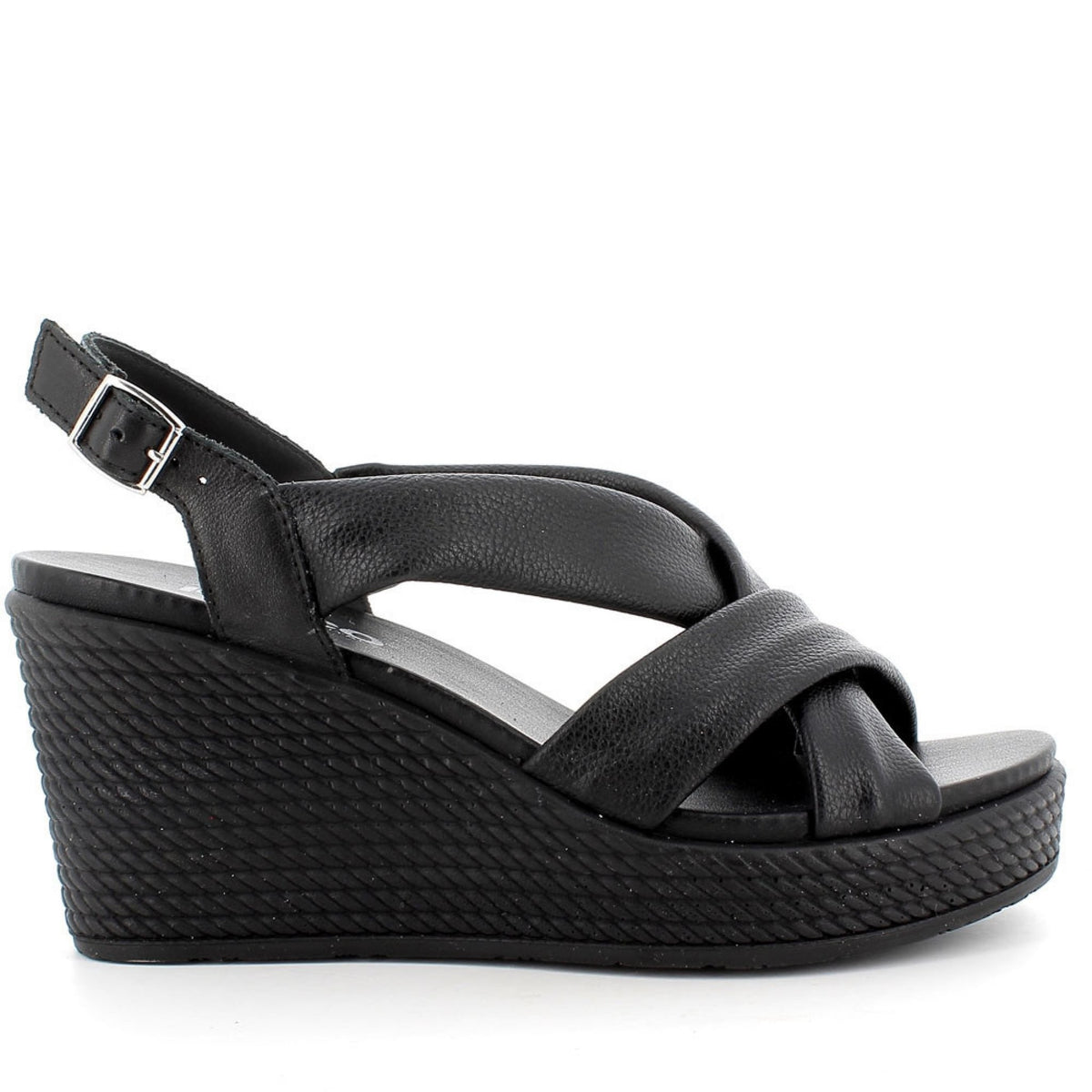 Donna agata sandalo con zeppa in pelle