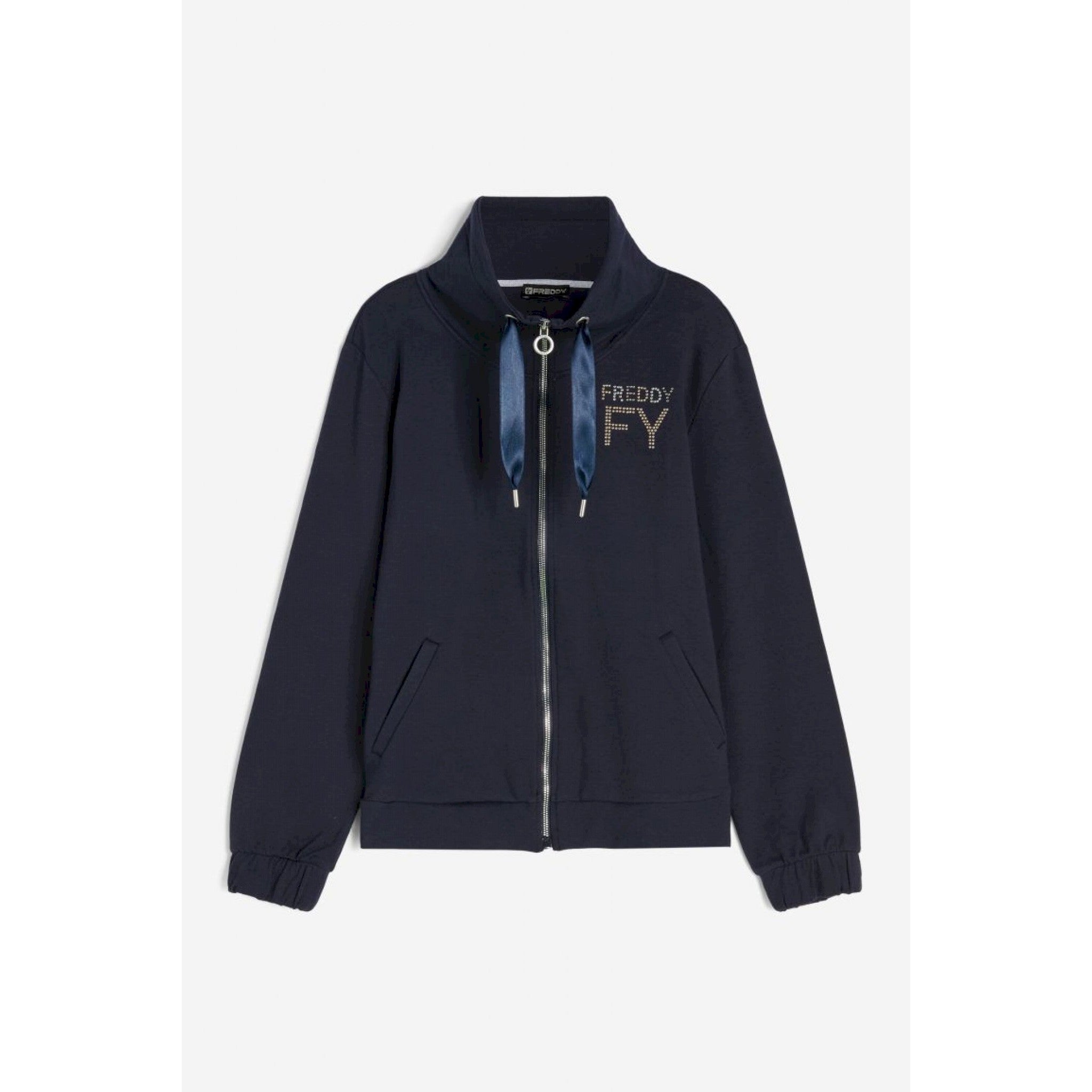 Freddy felpa french terry modal con collo alto e zip