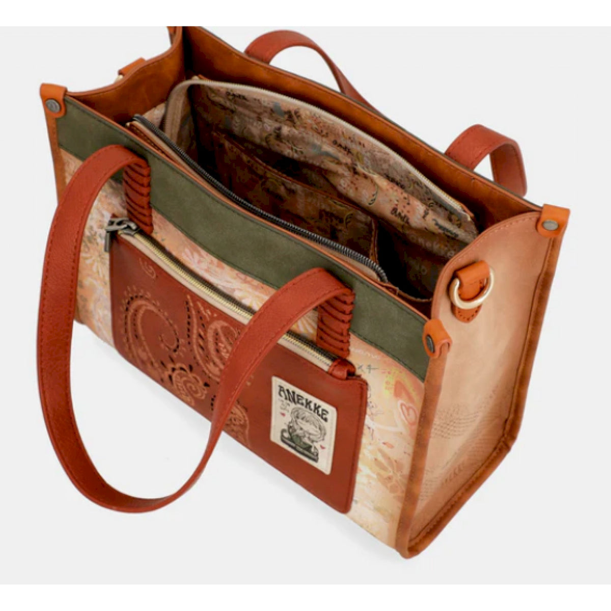 Anekke borsa cammello peace & love