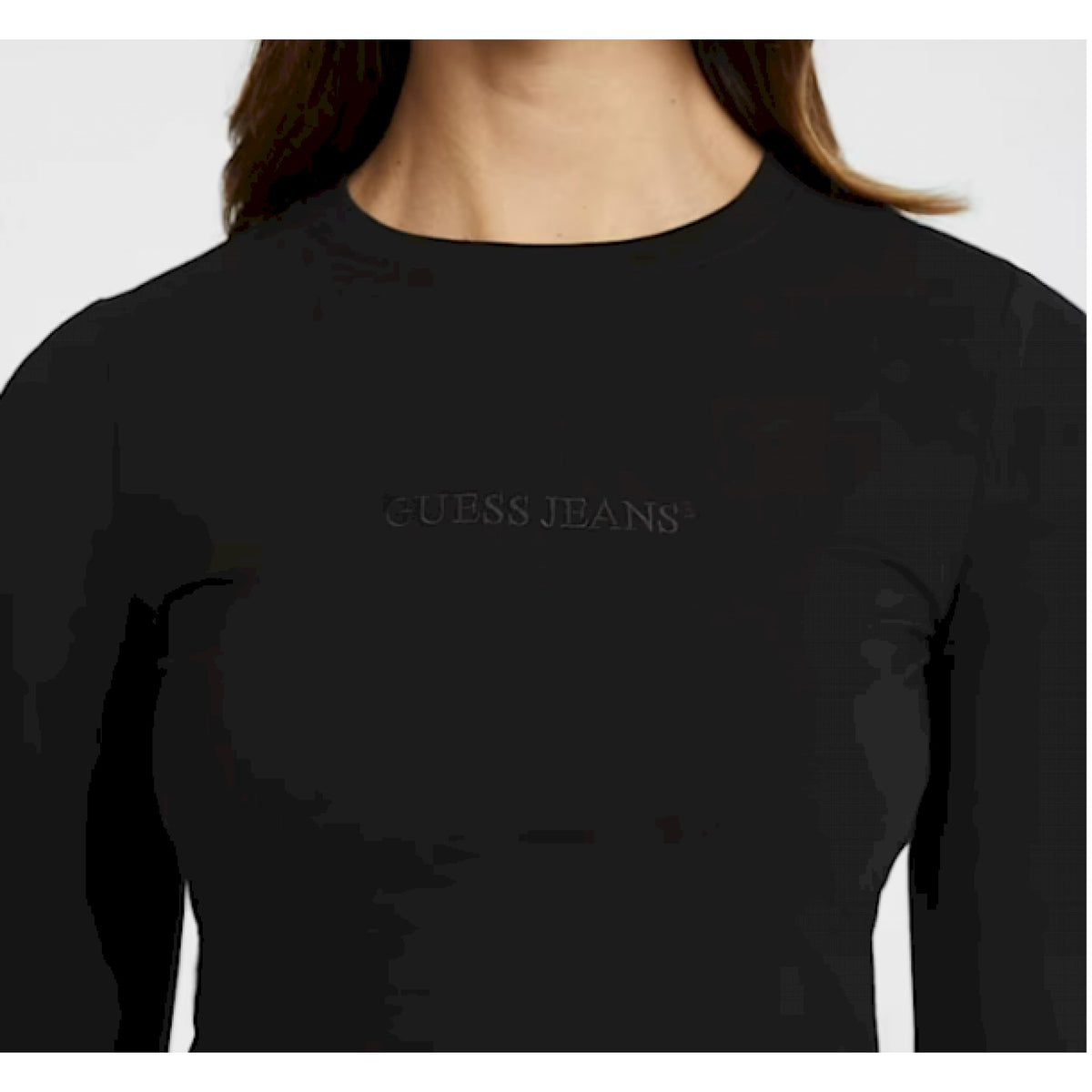 Guess t-shirt vestibilità slim a manica lunga ricamata