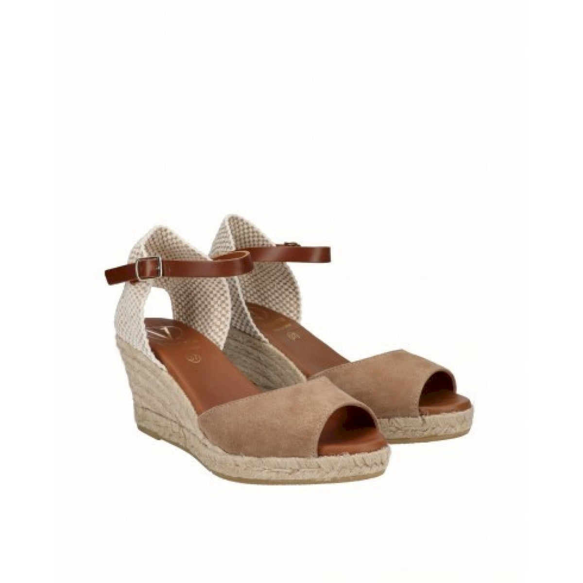 Espadrillas con zeppa  di iuta pelle scamosciata