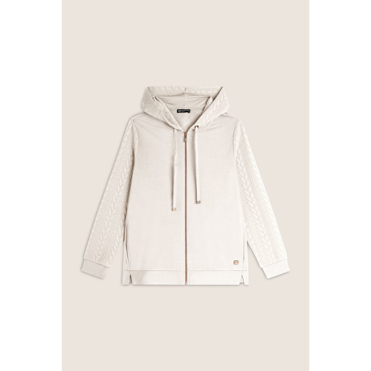 Freddy felpa donna comfort con zip e cappuccio e maniche a trecce