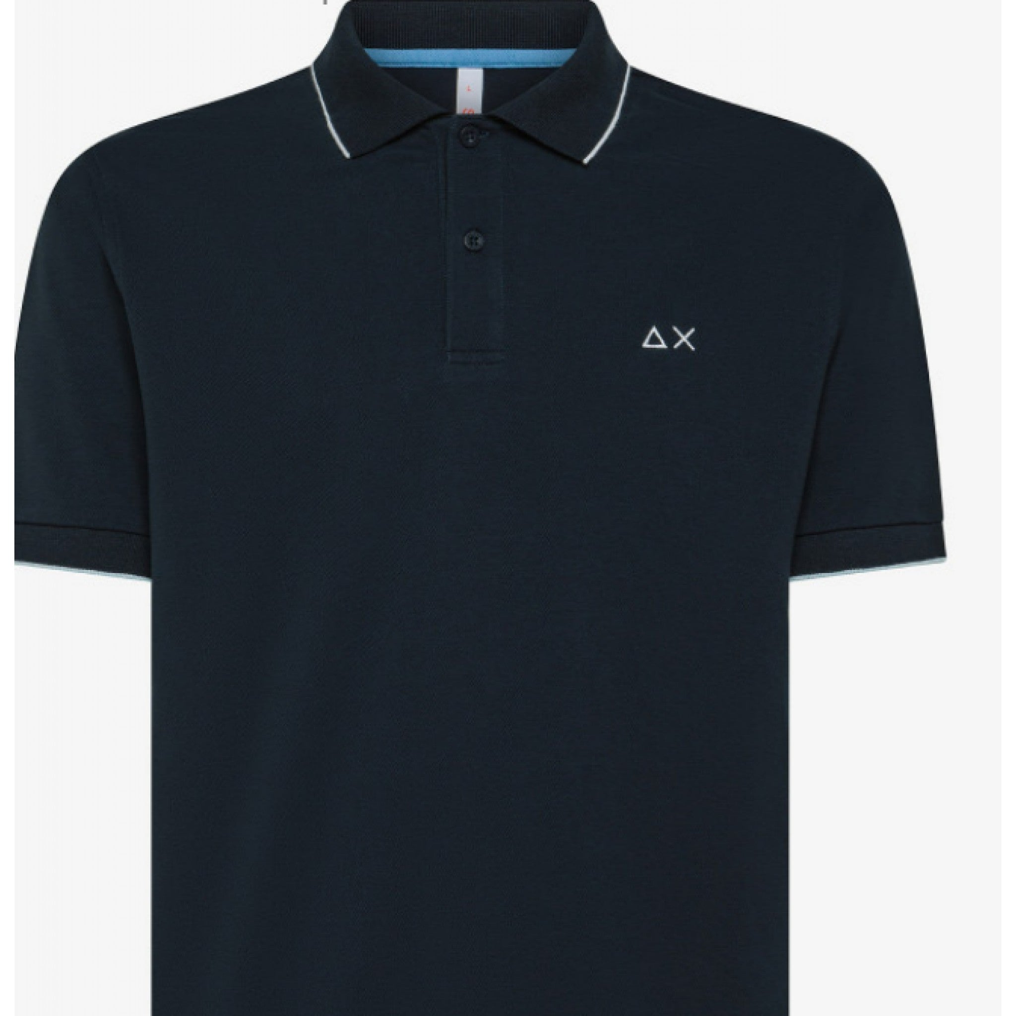 Sun 68 polo small stripes on collar s/s