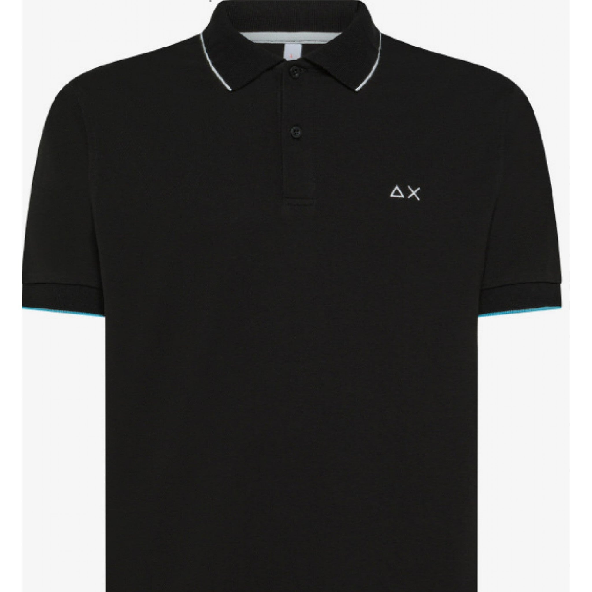 Sun 68 polo small stripes on collar s/s