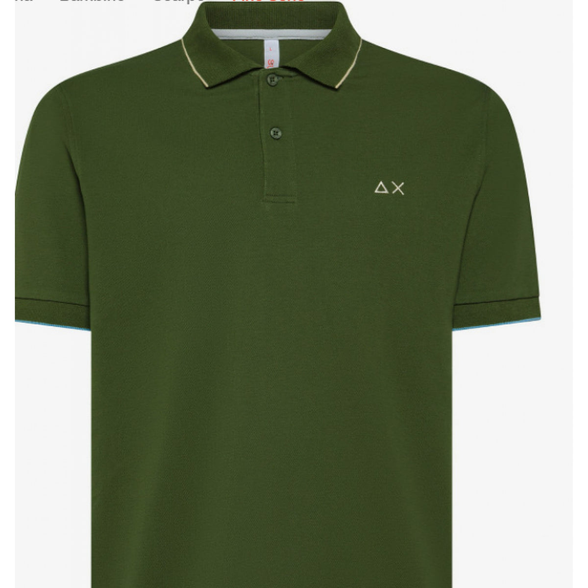 Sun 68 polo small stripes on collar s/s