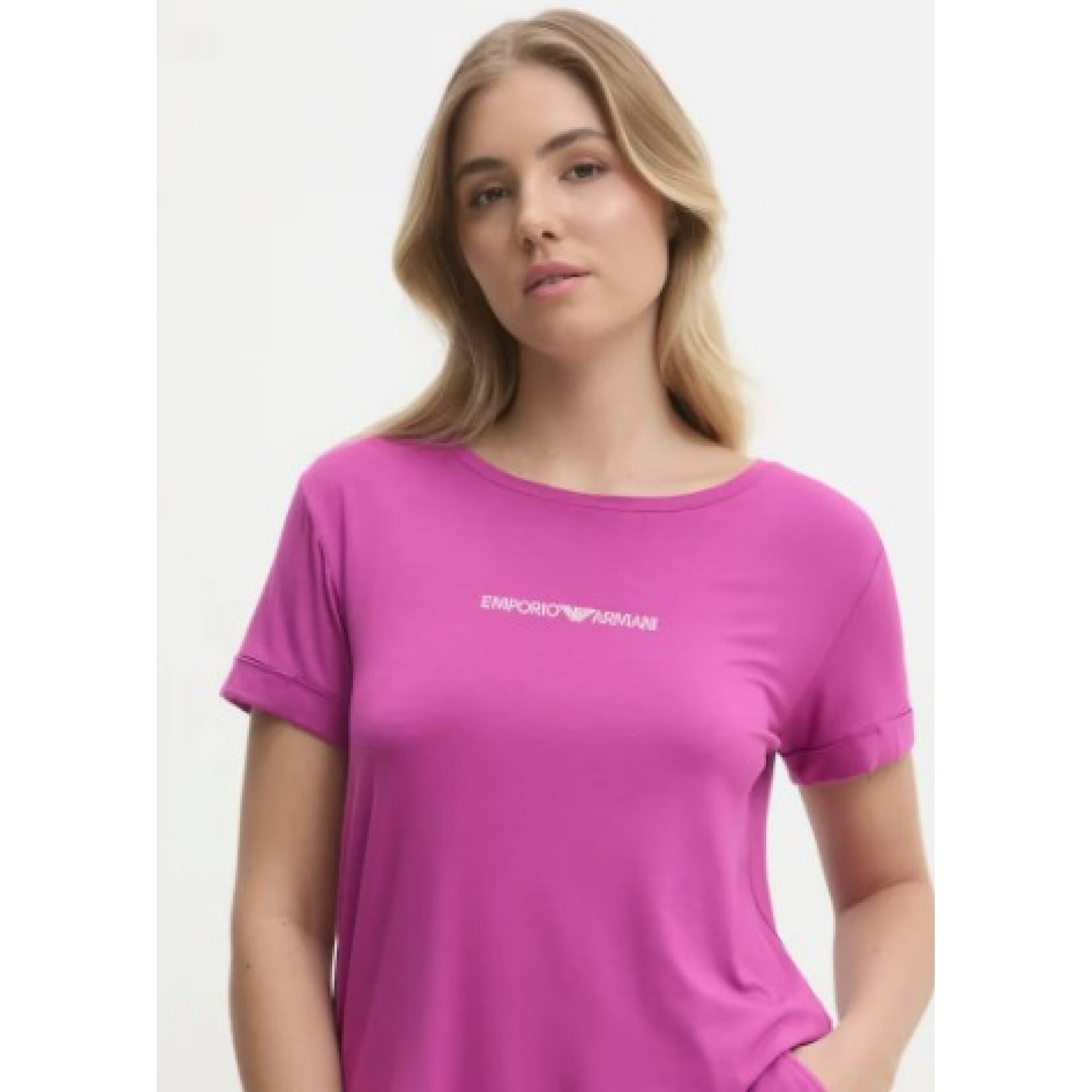 Armani maglia viscosa morbida scritta piccola brillantini