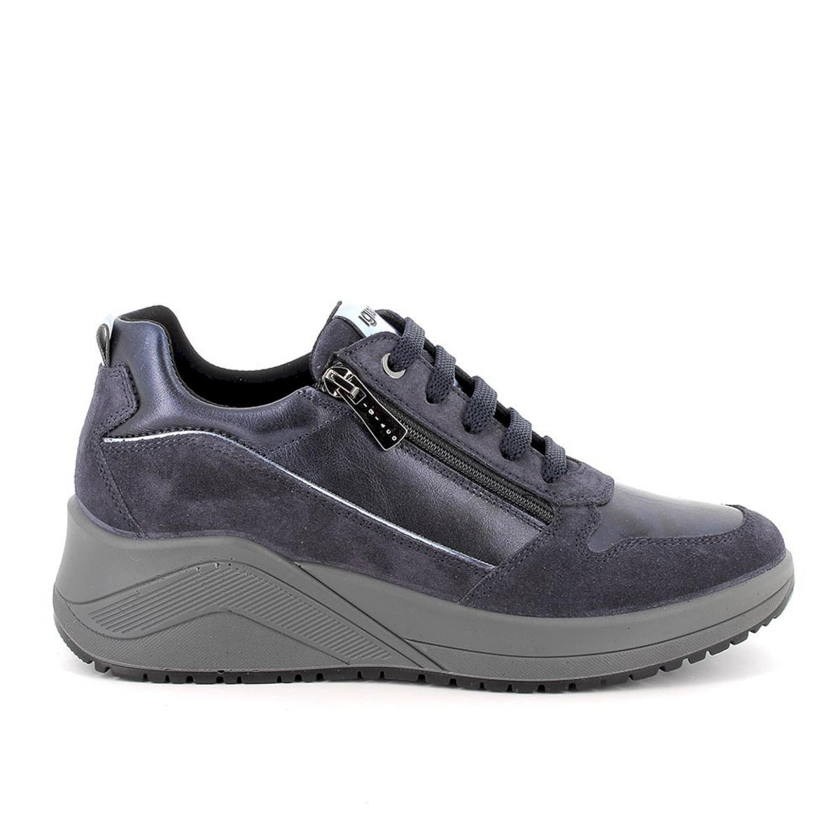 Sneakers con zeppa da donna con zip