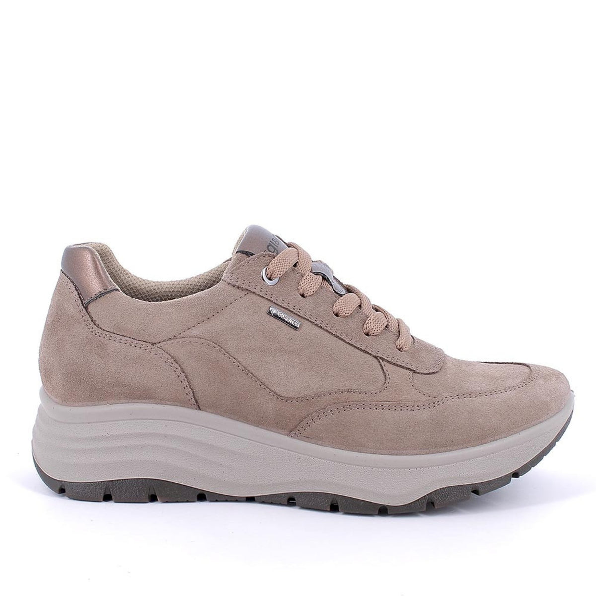 Sneakers gore-tex con zeppa da donna marrone e bordò con lacci