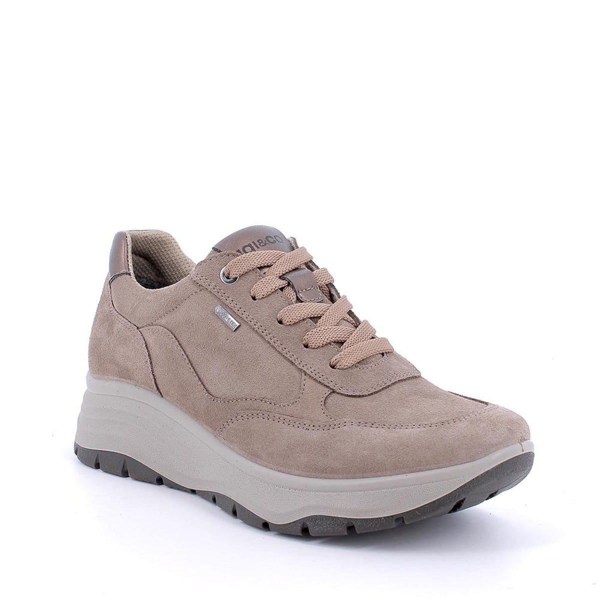 Sneakers gore-tex con zeppa da donna marrone e bordò con lacci