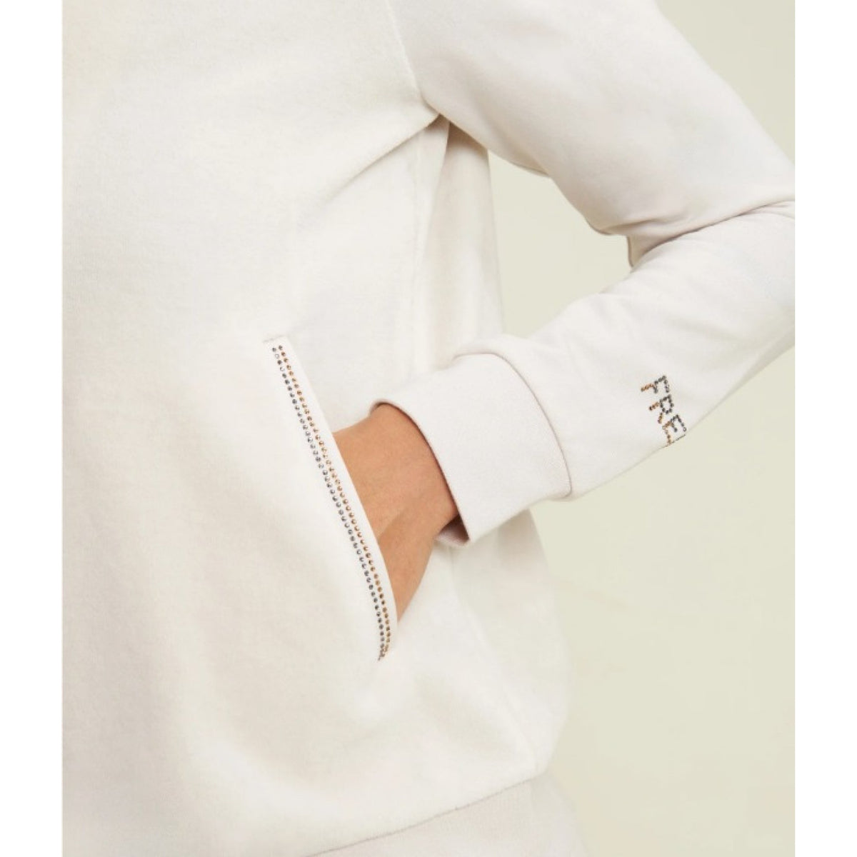 Freddy felpa collo alto da donna in velluto con zip e logo strass