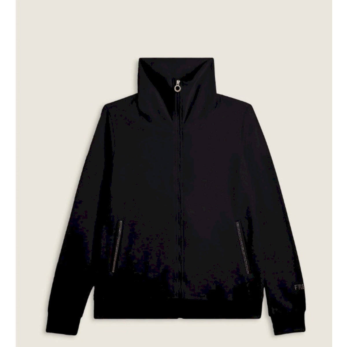 Freddy felpa collo alto da donna in velluto con zip e logo strass