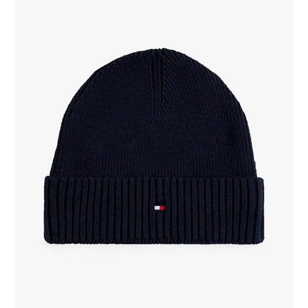 Tommy hilfiger berretto con cashmere e bandierina ricamata