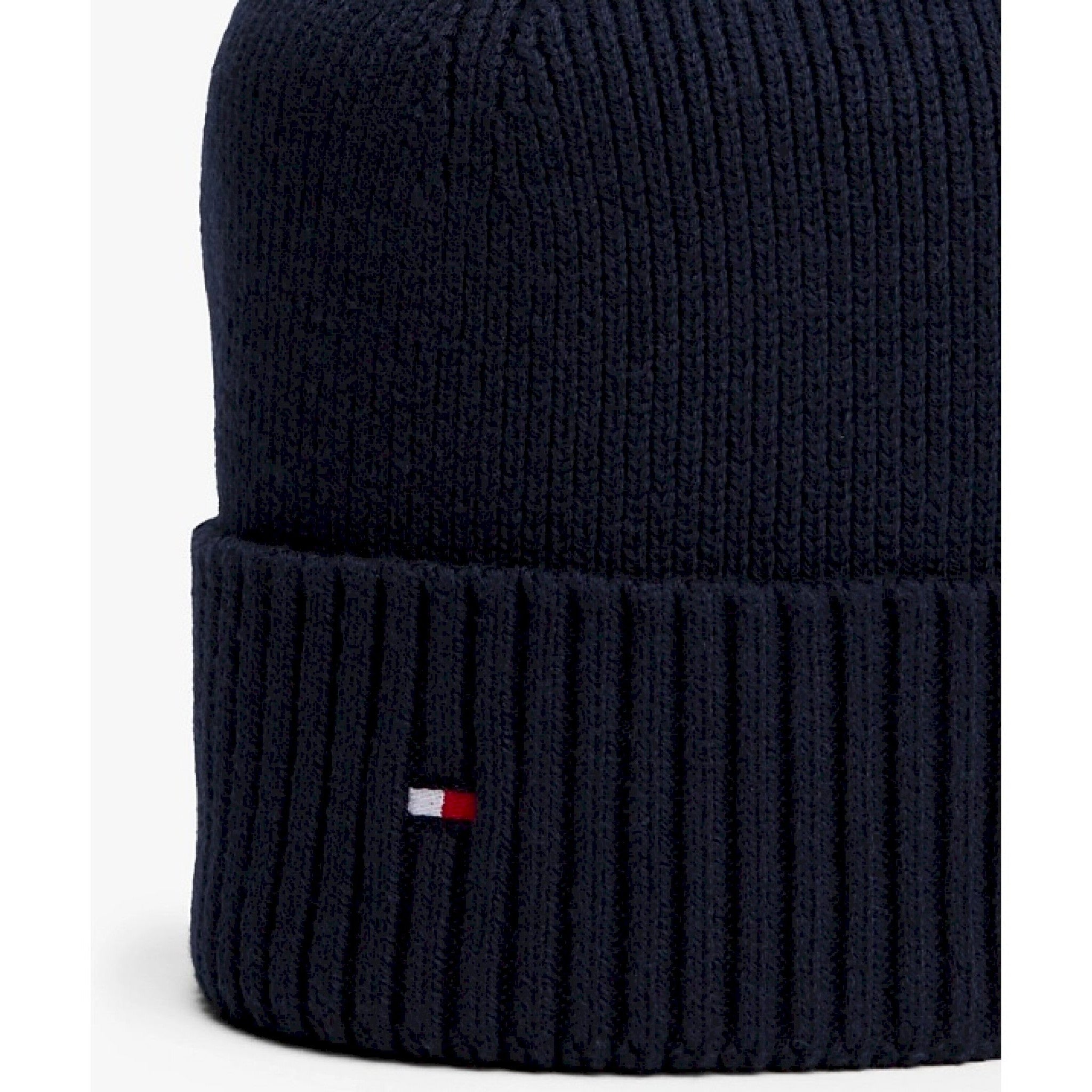 Tommy hilfiger berretto con cashmere e bandierina ricamata