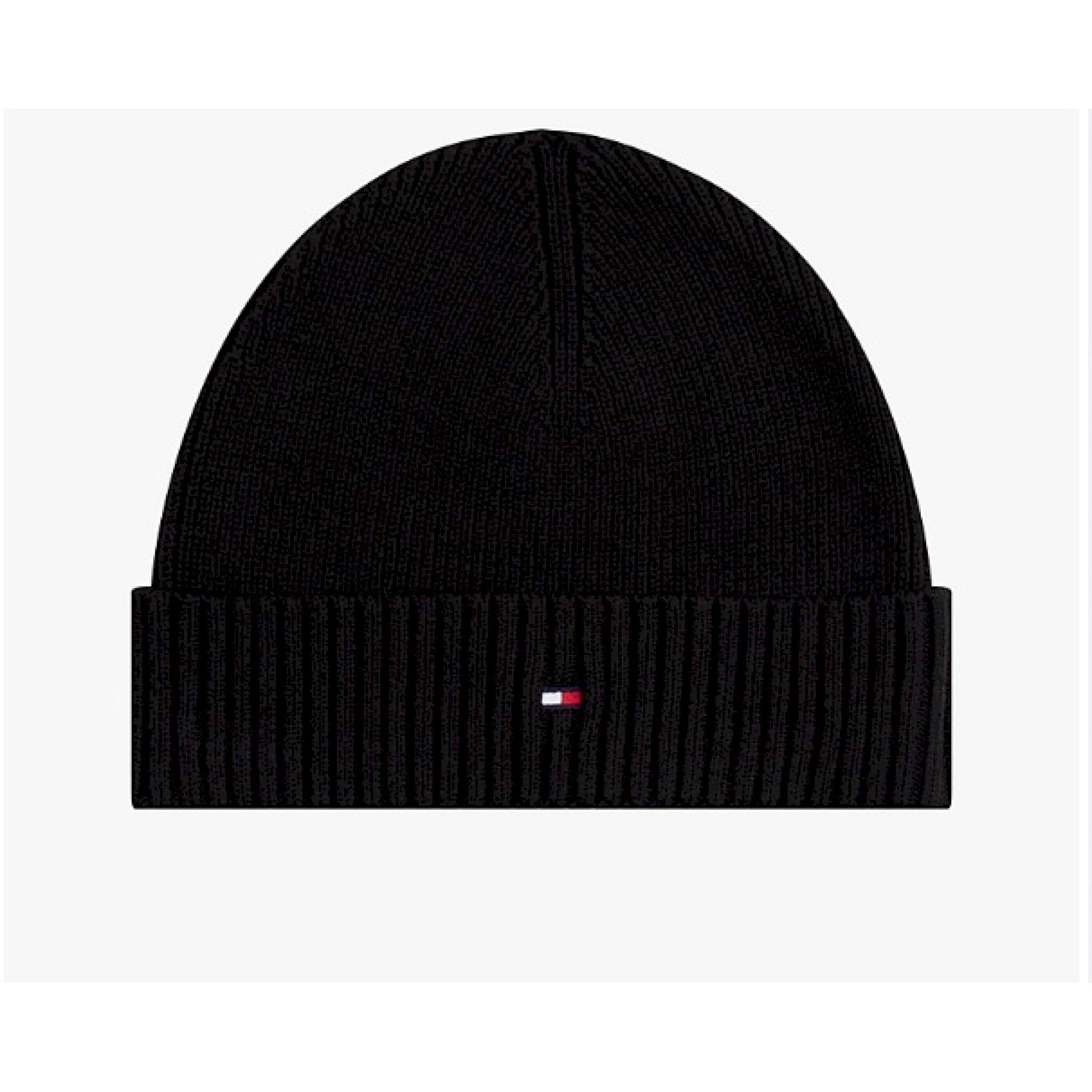Tommy hilfiger berretto con cashmere e bandierina ricamata