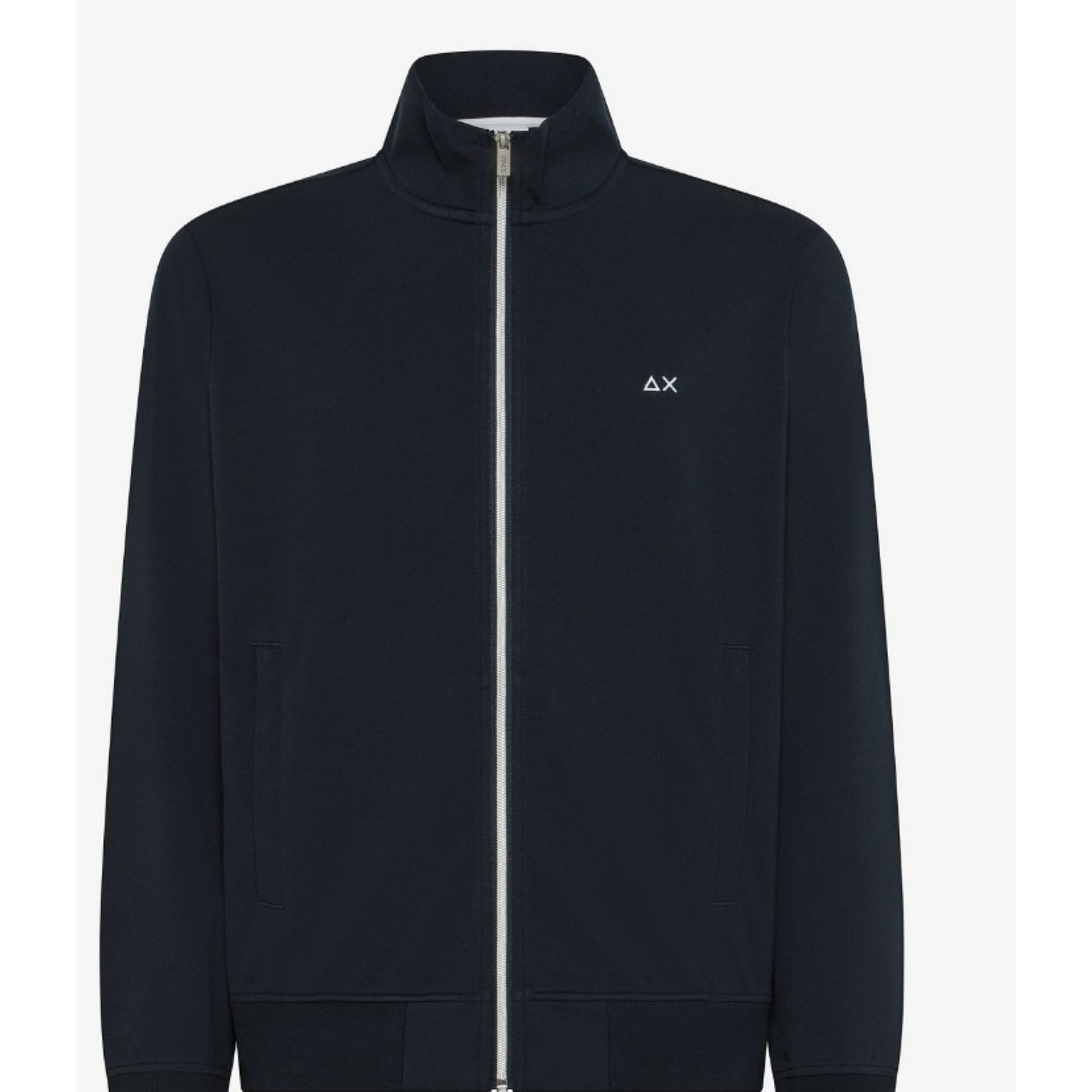 Sun 68 felpa in piquet di cotone con zip grigio stone
