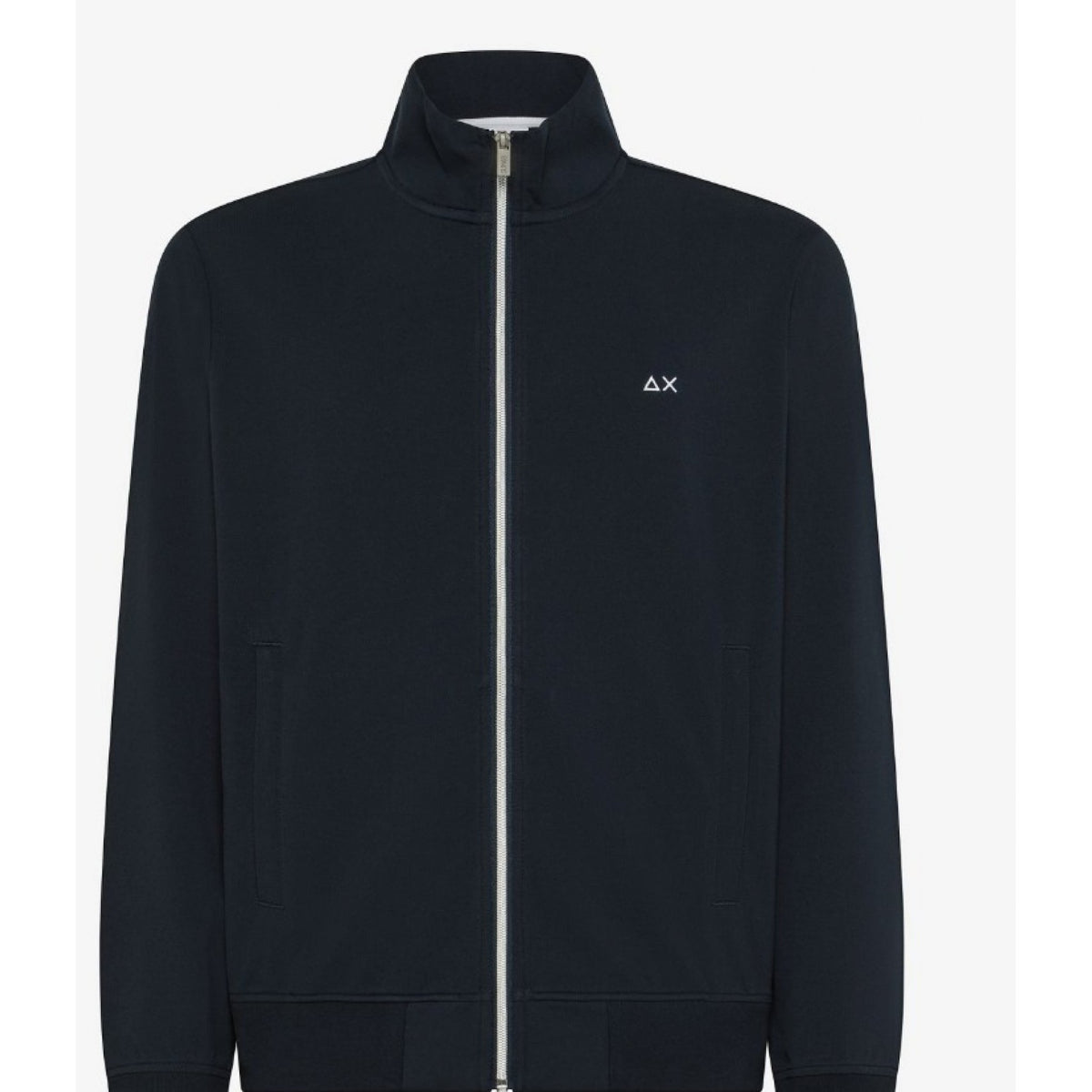 Sun 68 felpa in piquet di cotone con zip grigio stone
