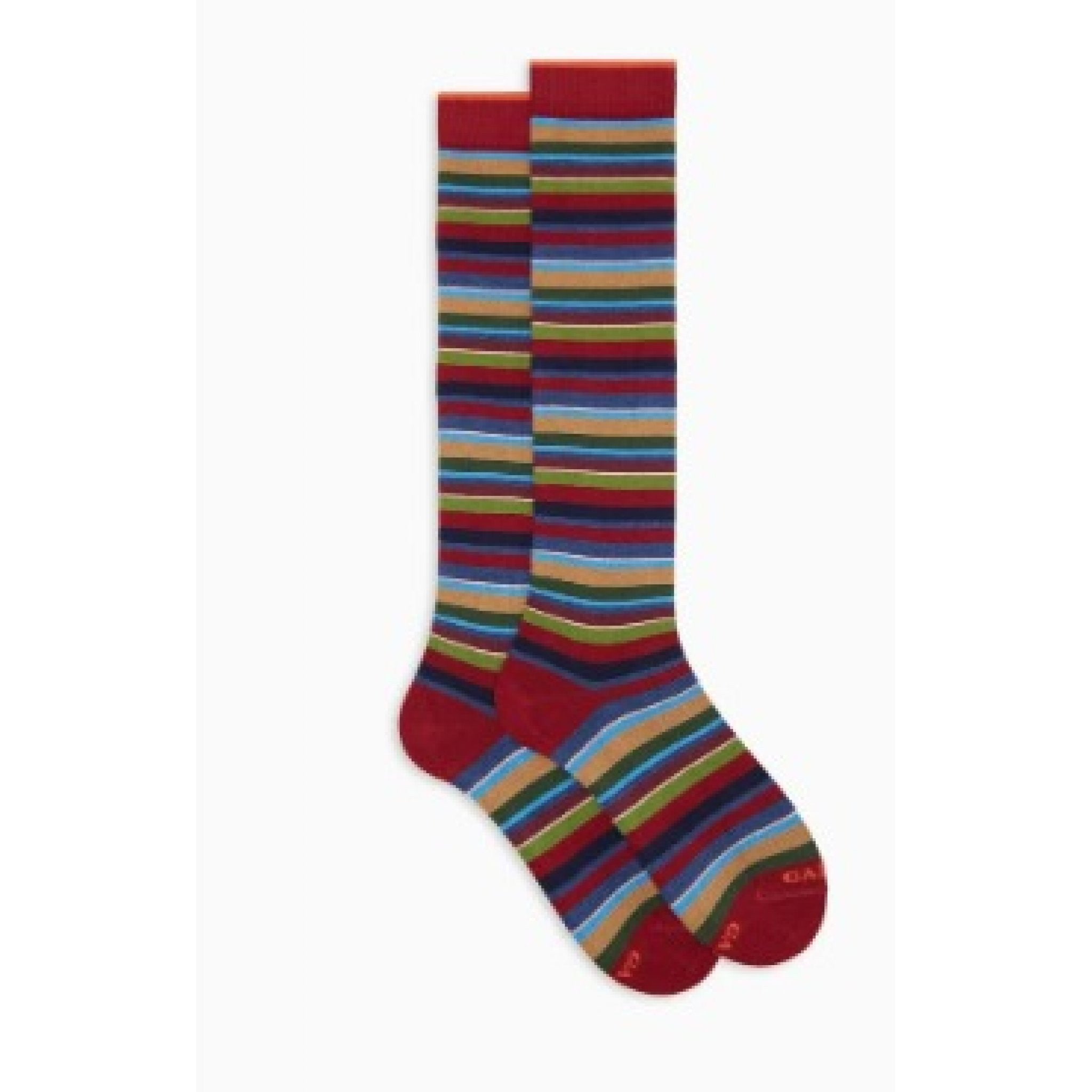 Gallo calze lunghe uomo cotone e cashmere righe multicolor micro