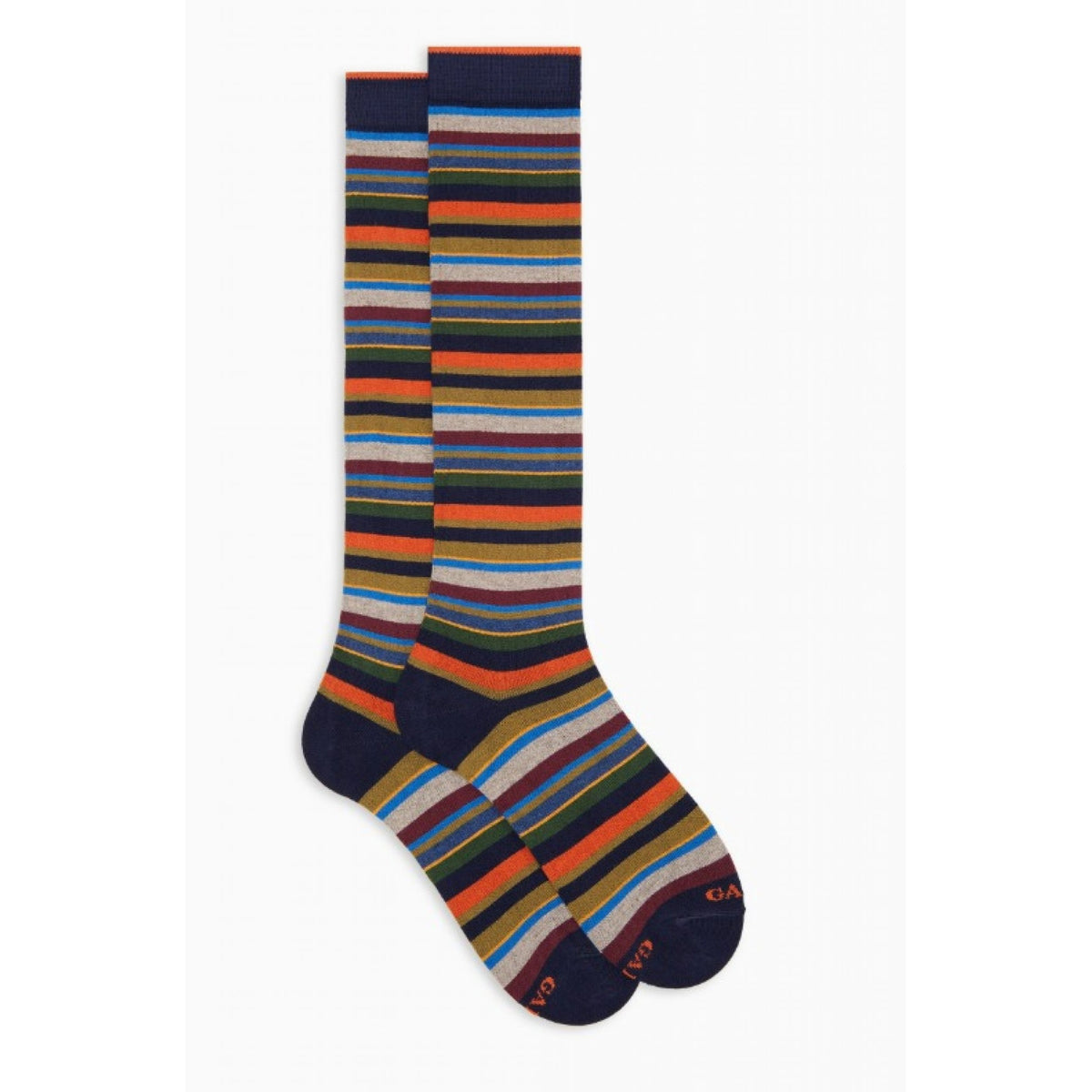 Gallo calze lunghe uomo cotone e cashmere righe multicolor micro