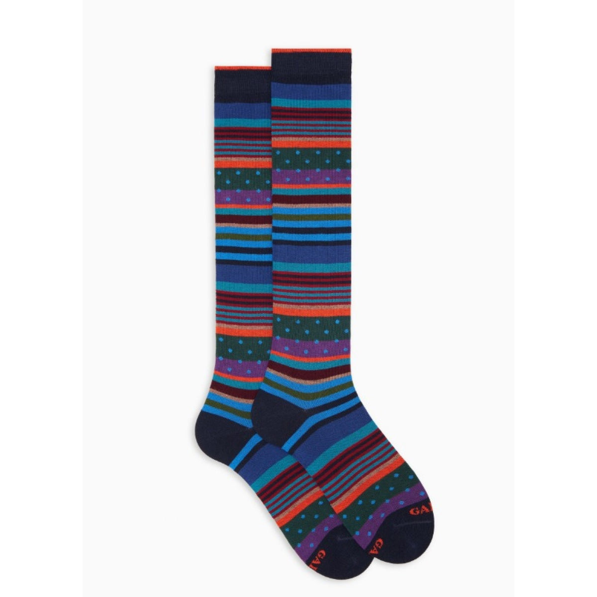 Gallo calze lunghe uomo cotone caldo fantasia mix righe e pois