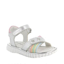 Sandalo in pelle da bambina argento-rosa