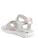Sandalo in pelle da bambina argento-rosa