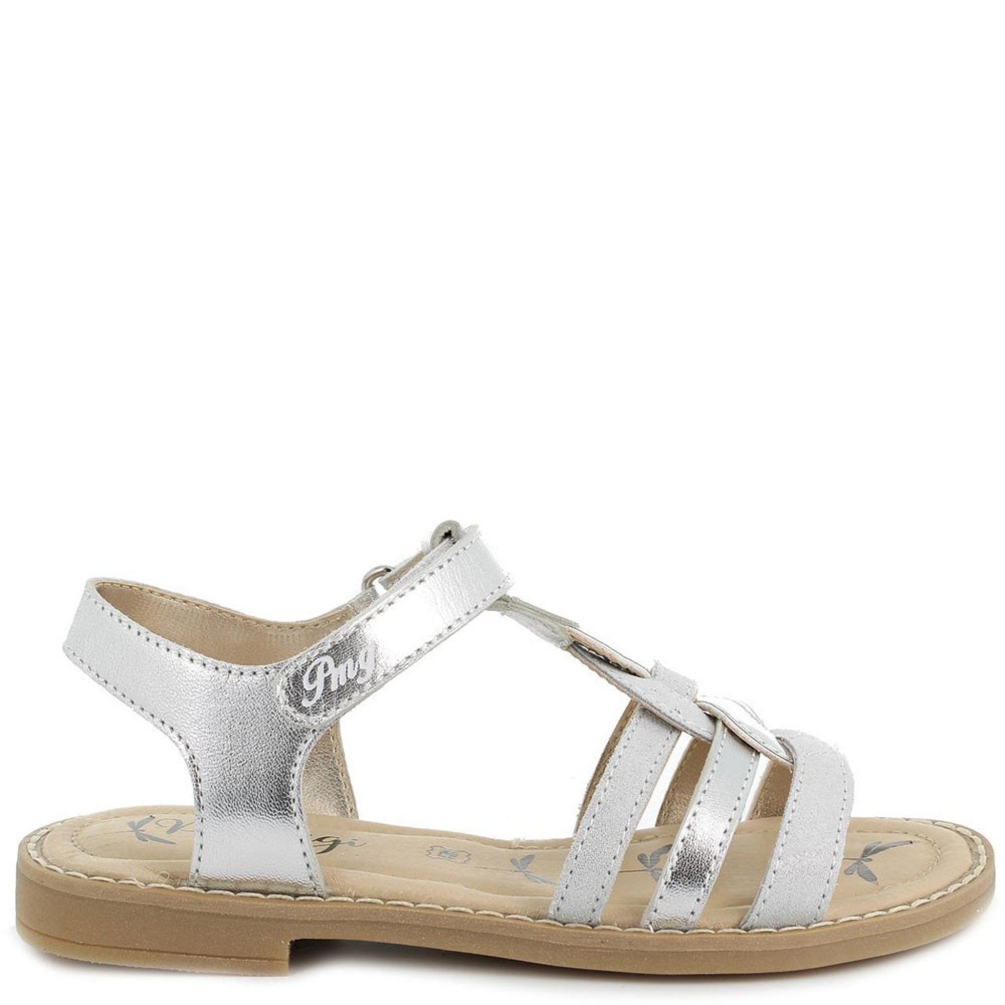 Sandalo in pelle da bambina argento
