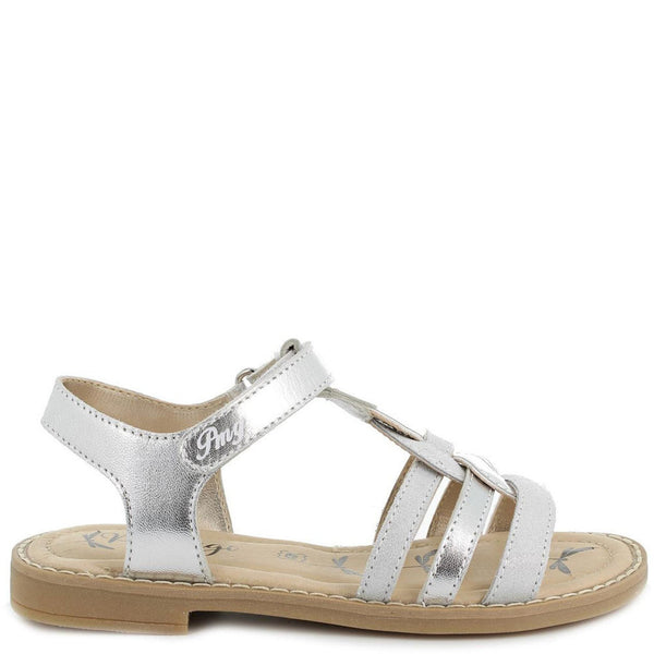 Sandalo in pelle da bambina argento