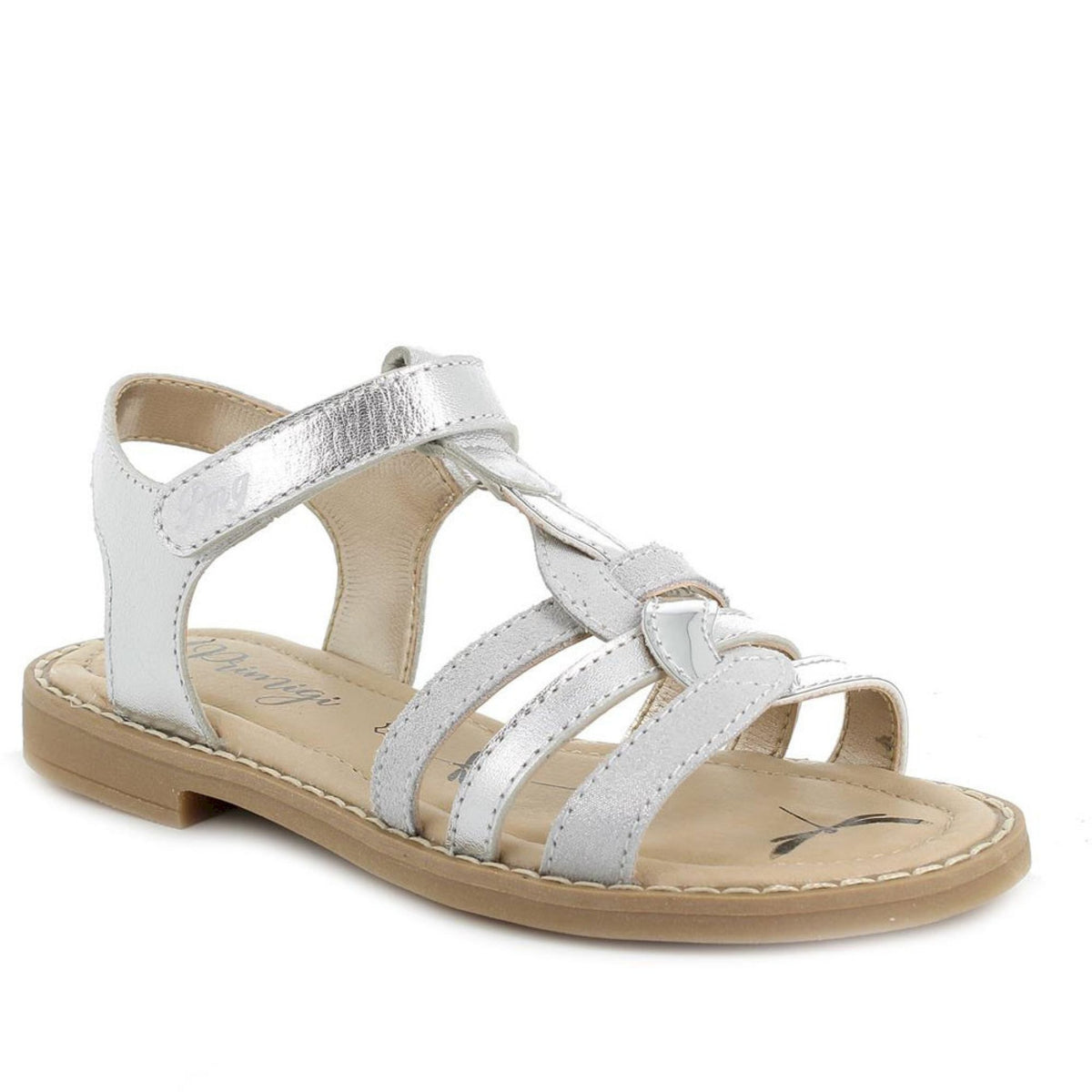 Sandalo in pelle da bambina argento