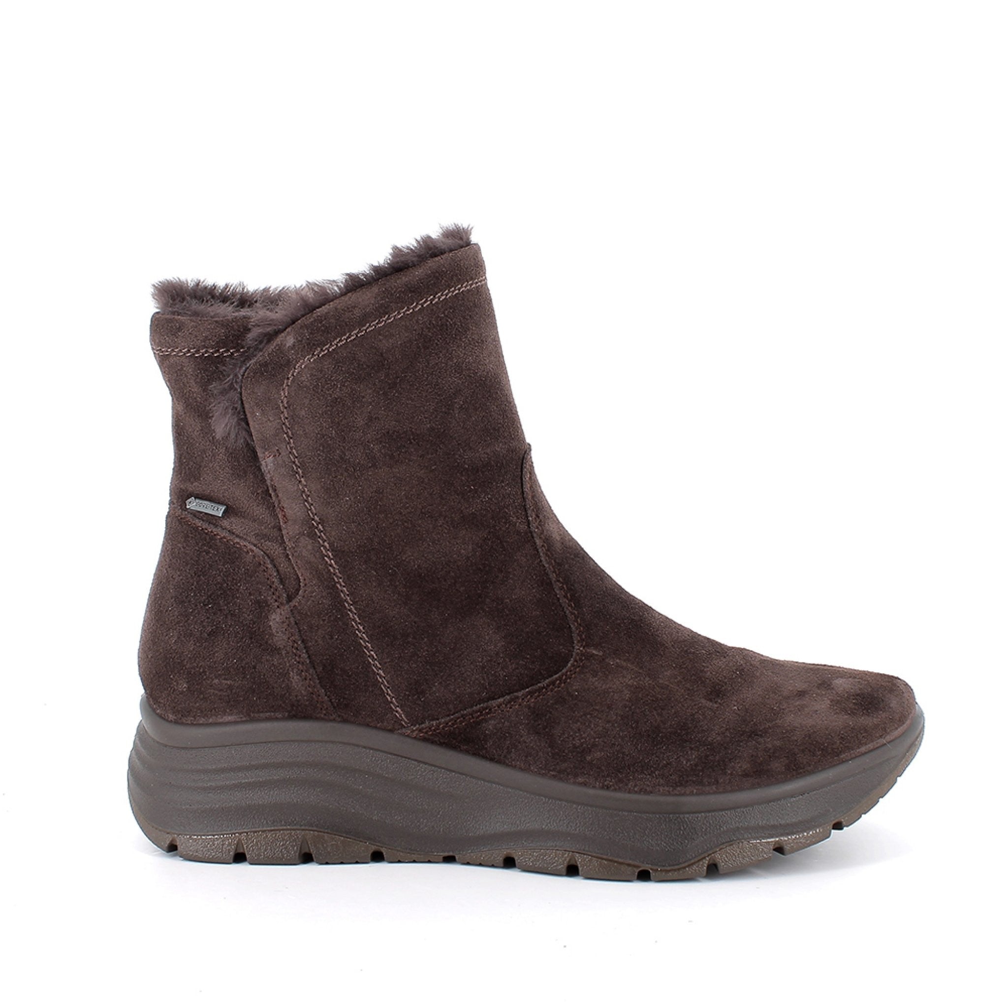 Stivaletti gore-tex® con zeppa da donna marrone con zip