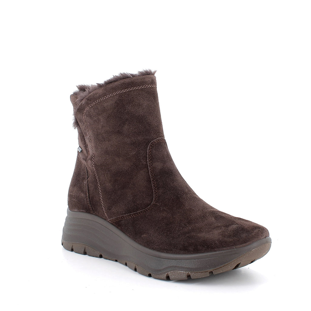Stivaletti gore-tex® con zeppa da donna marrone con zip