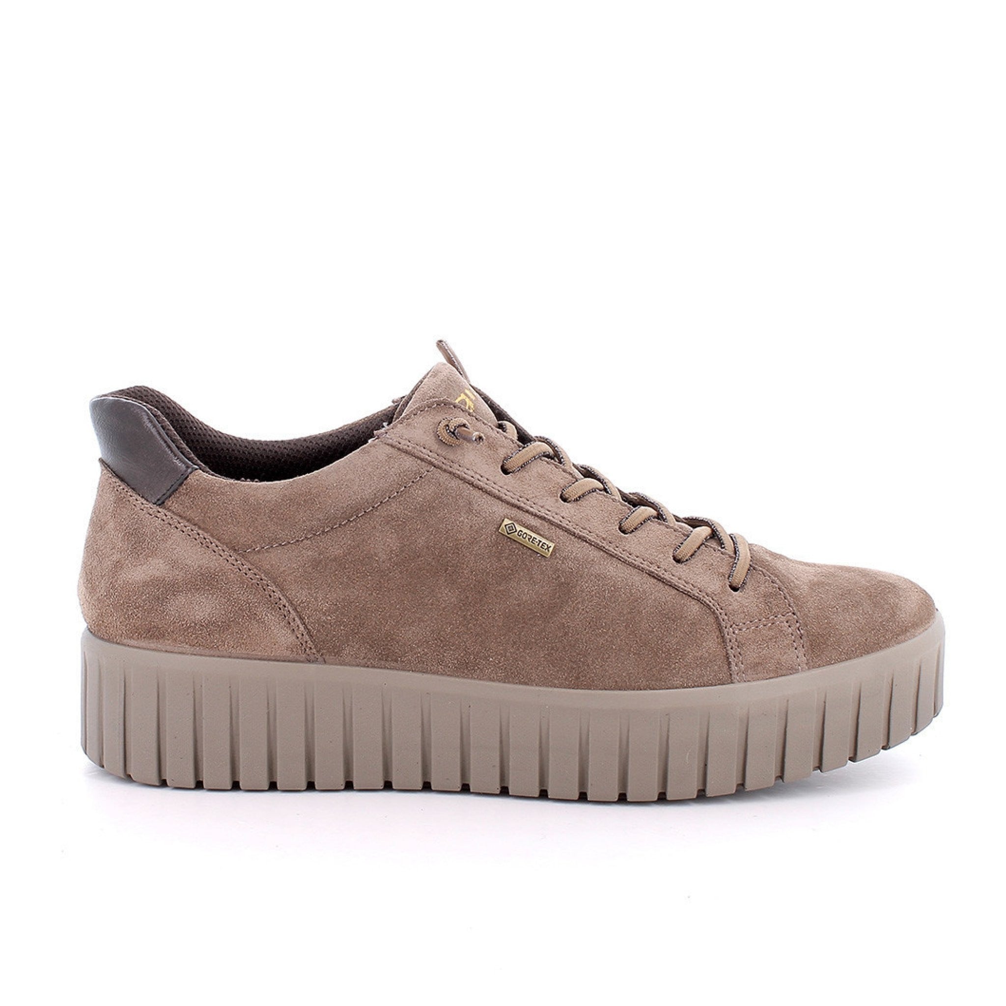 Sneakers gore-tex® con zeppa da donna beige con lacci