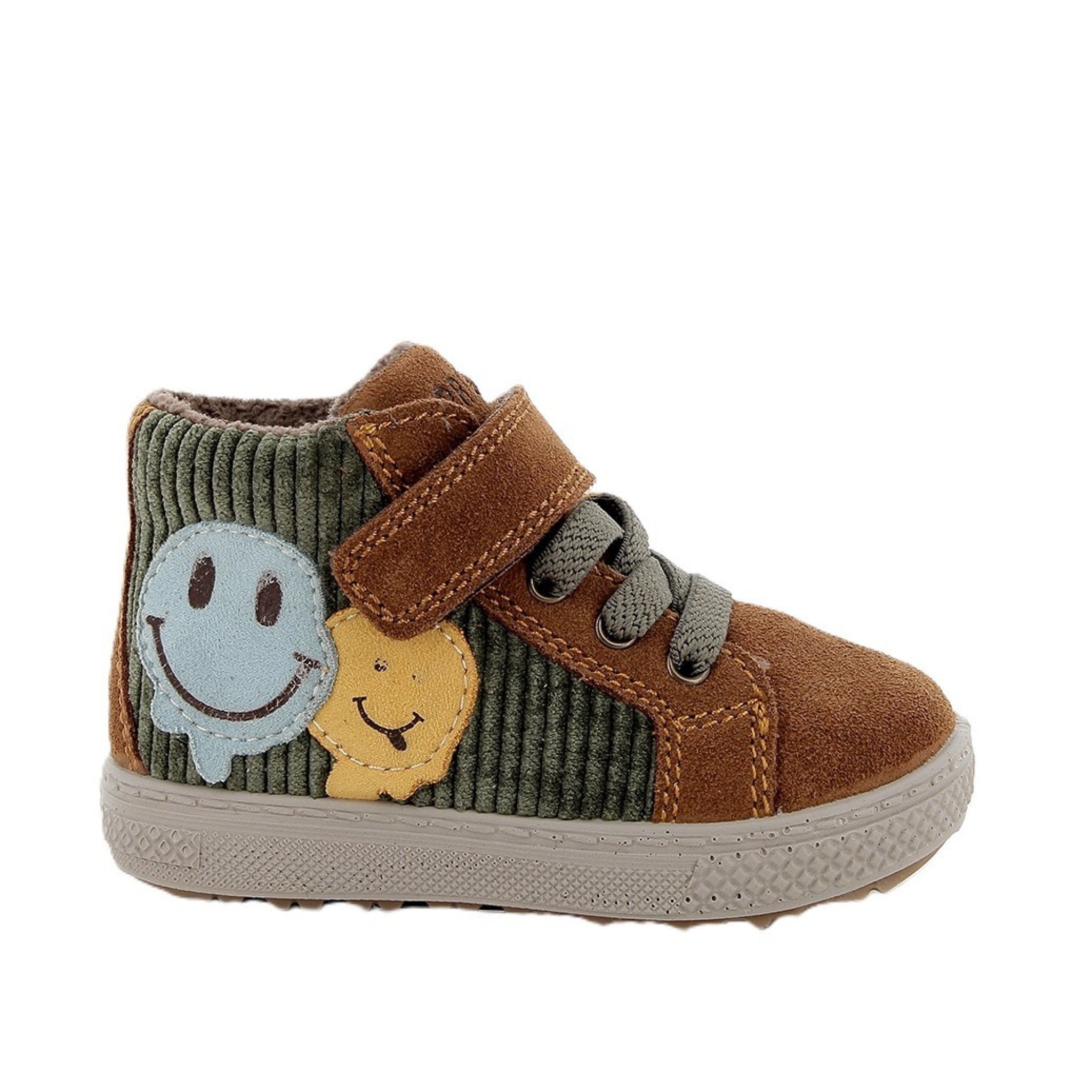 Scarpe da bambino marrone e verde con strap