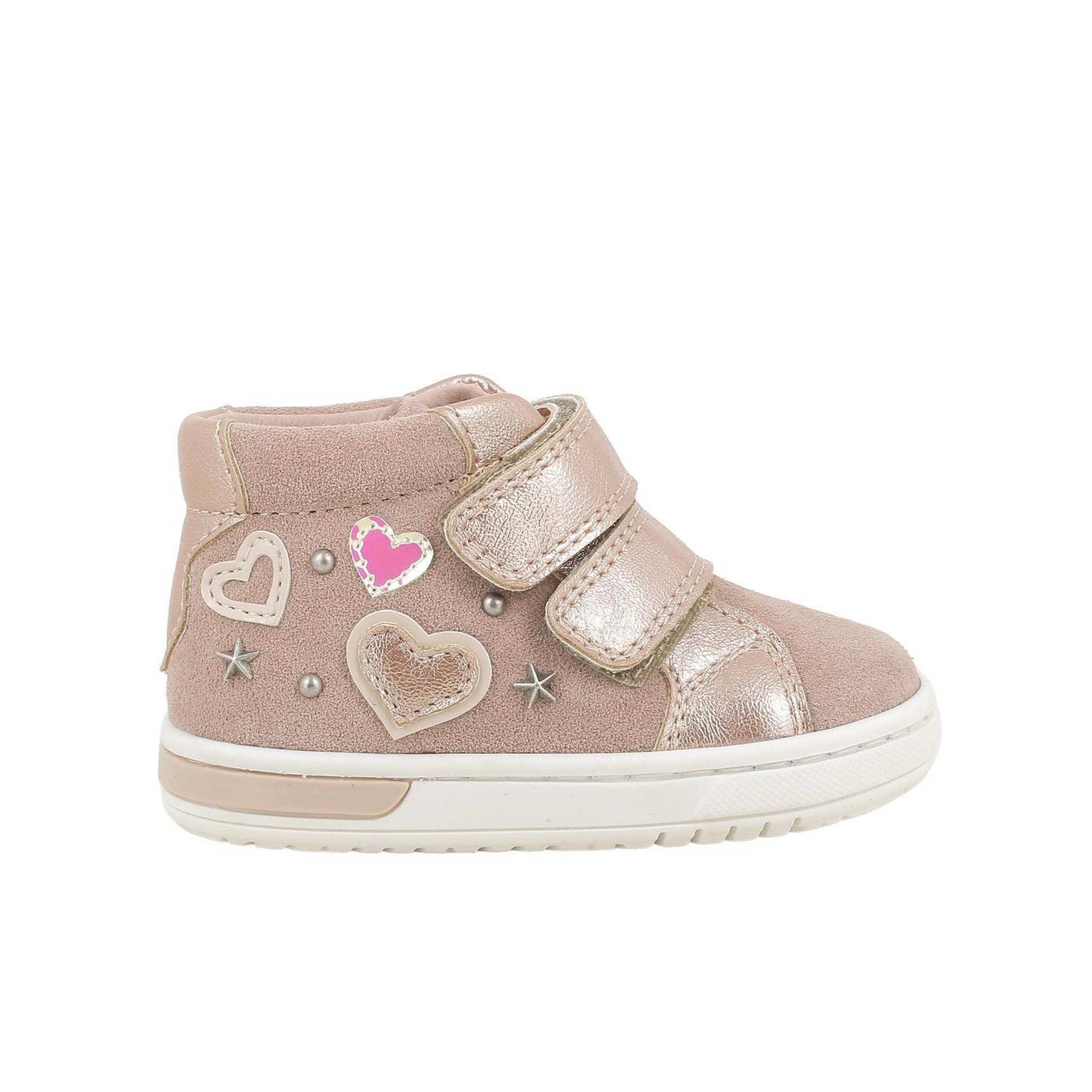 Scarpe da bambina rosa e beige con strap