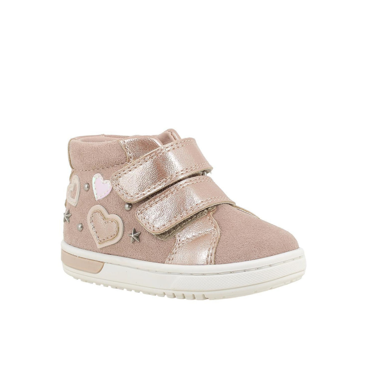 Scarpe da bambina rosa e beige con strap