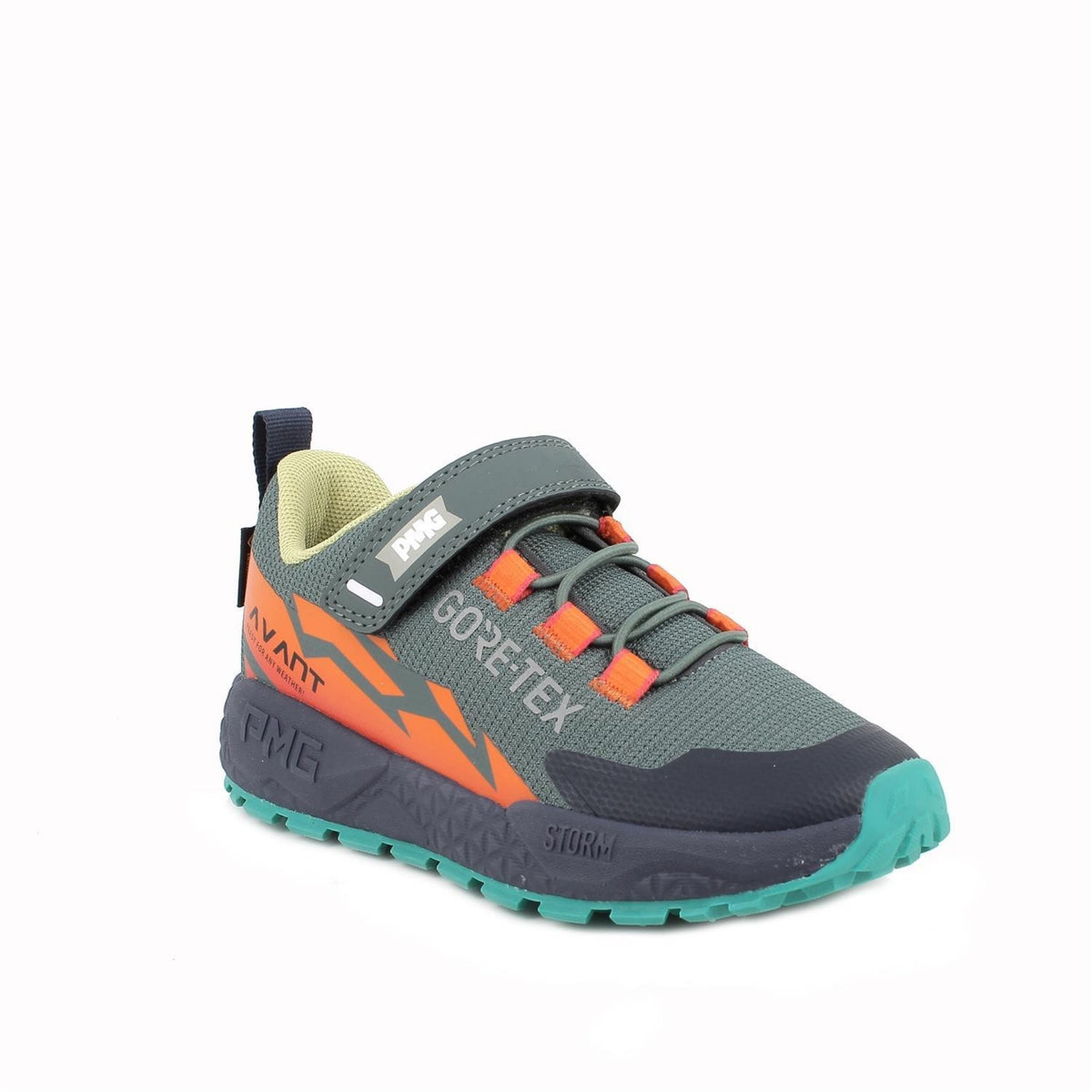 Sneakers gore-tex® da bambino verde e arancio con strap