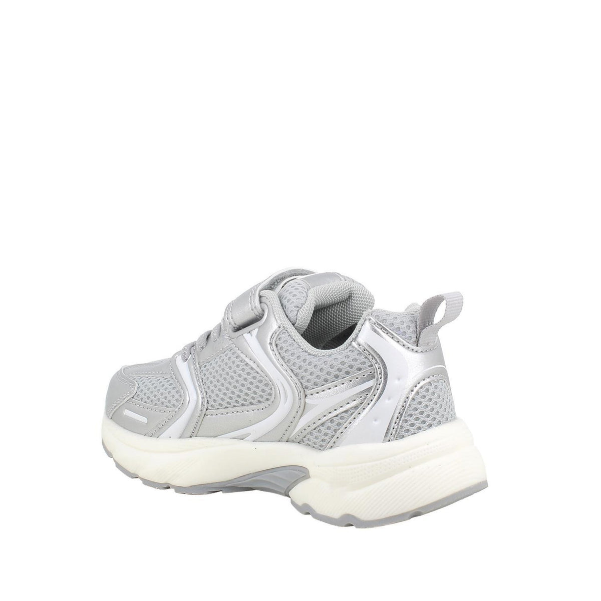 Sneakers da bambina argento e grigio con strap