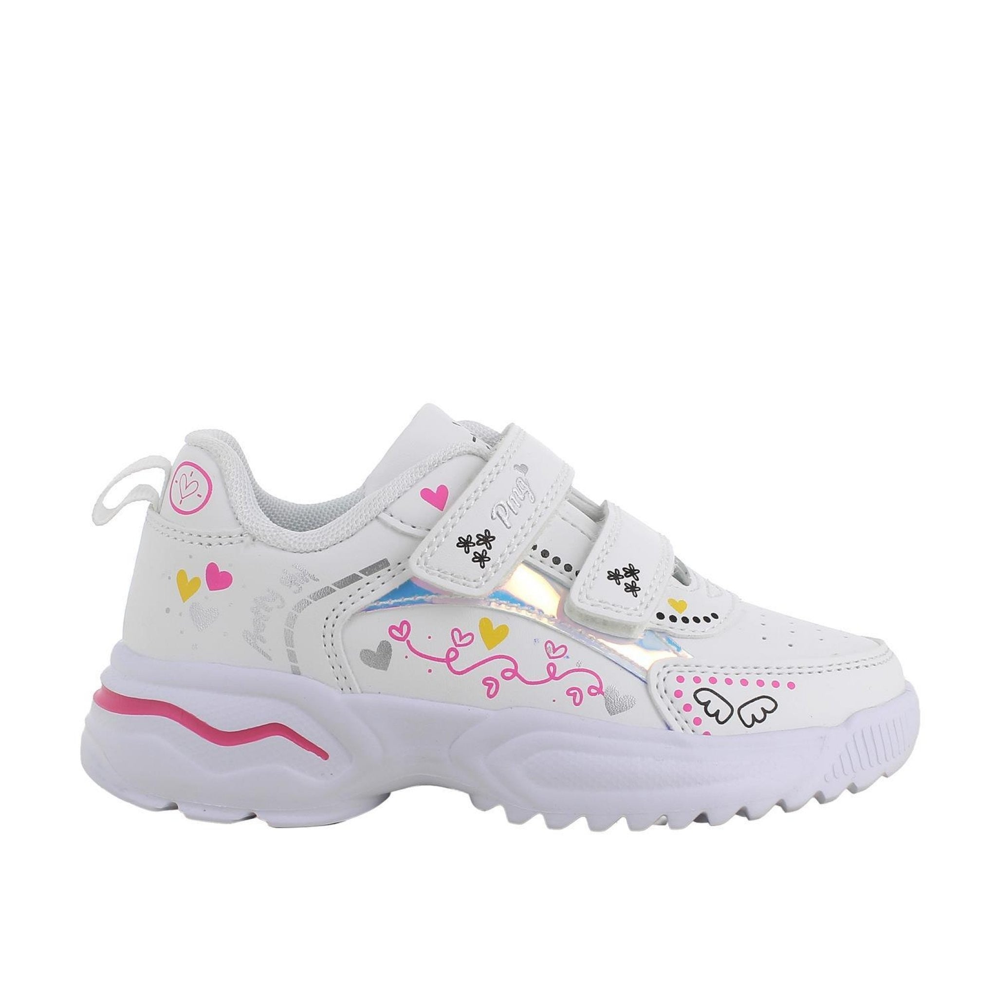Sneakers da bambina bianco con strap