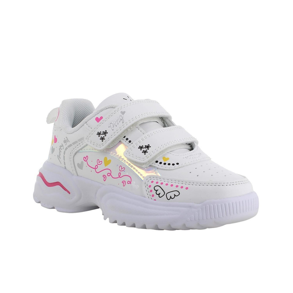 Sneakers da bambina bianco con strap