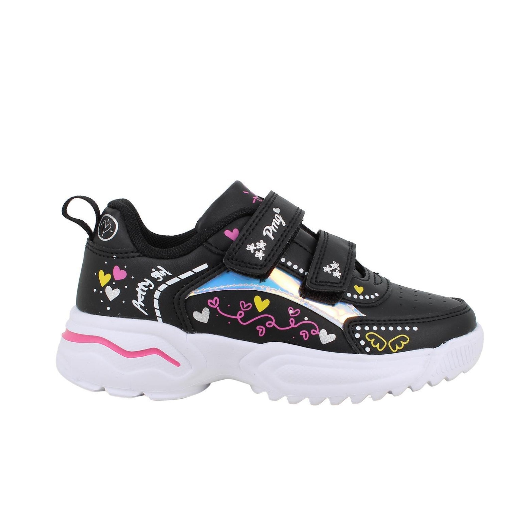 Sneakers da bambina nero con strap