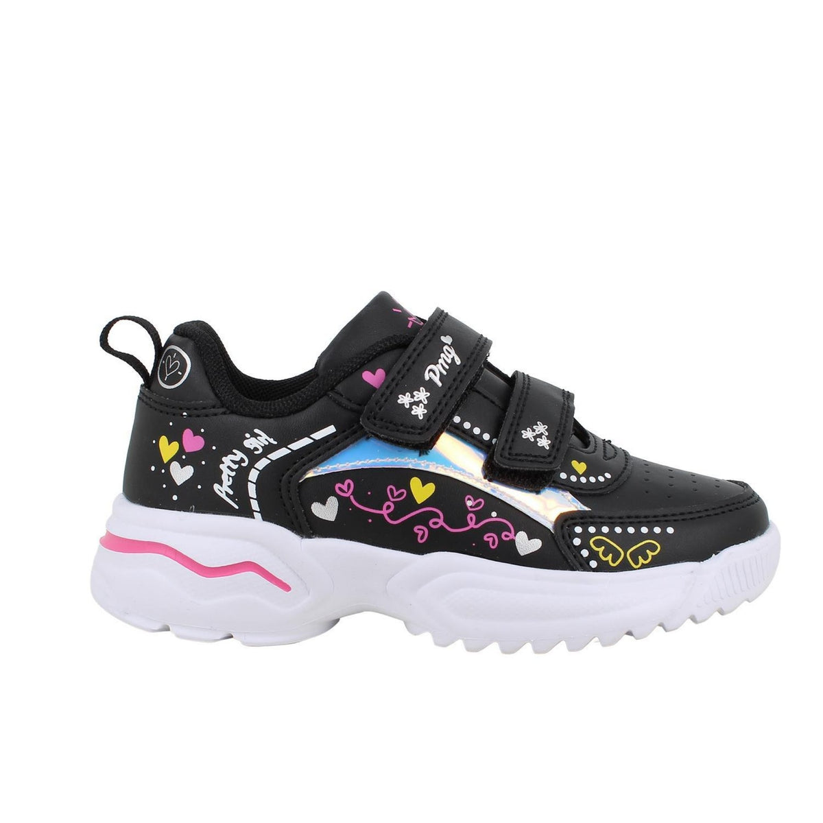 Sneakers da bambina nero con strap