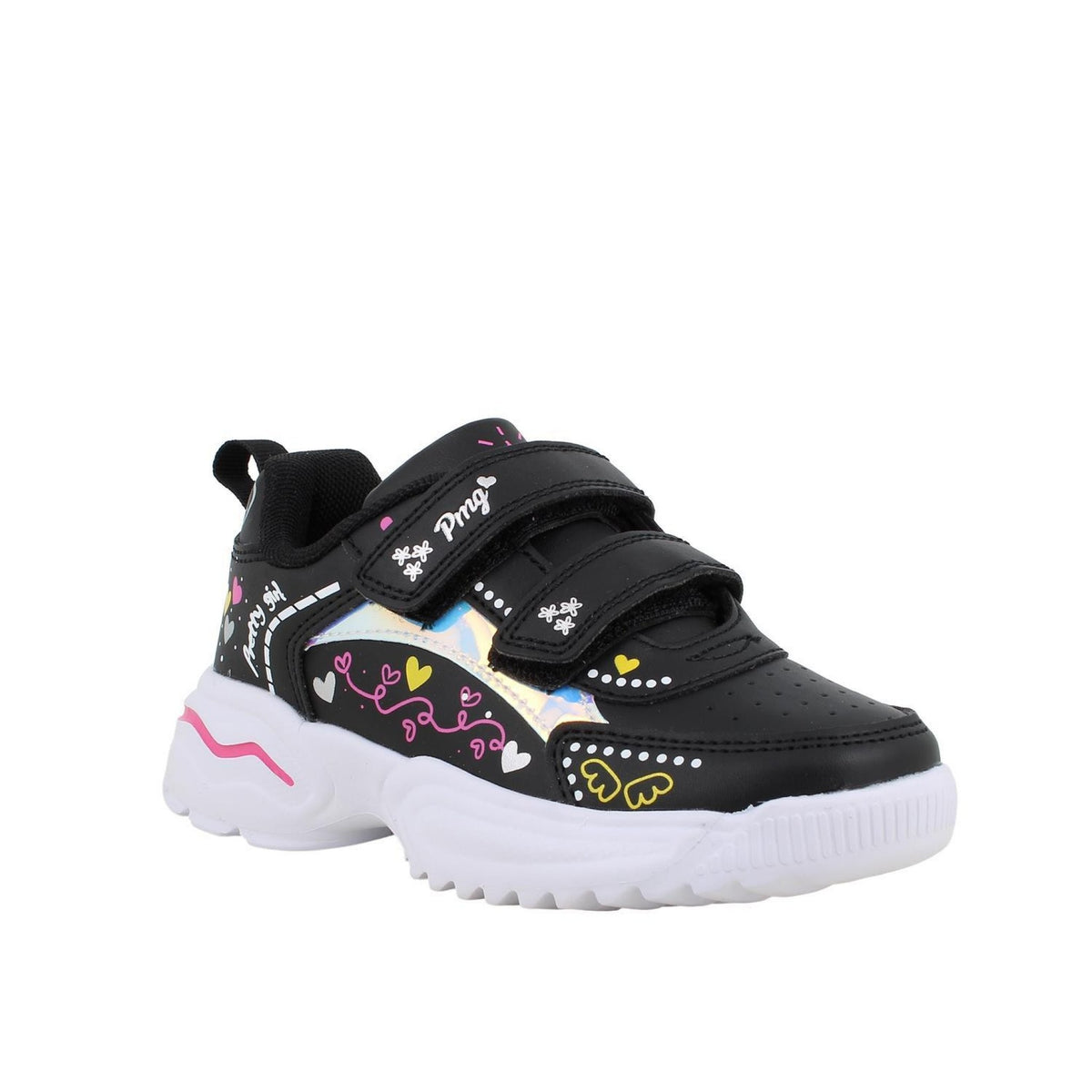 Sneakers da bambina nero con strap