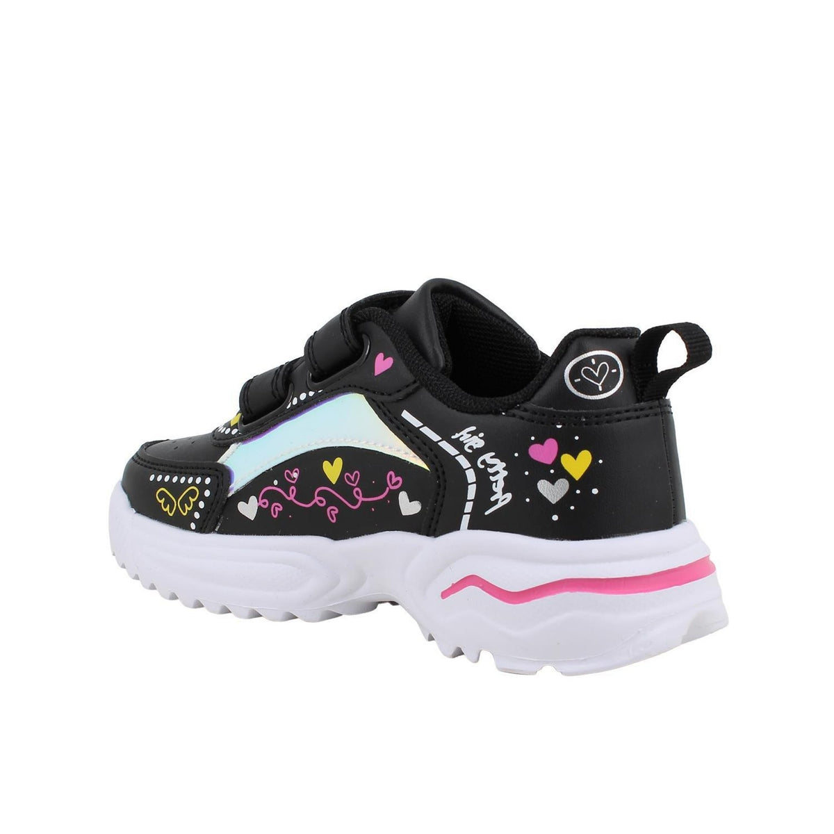 Sneakers da bambina nero con strap