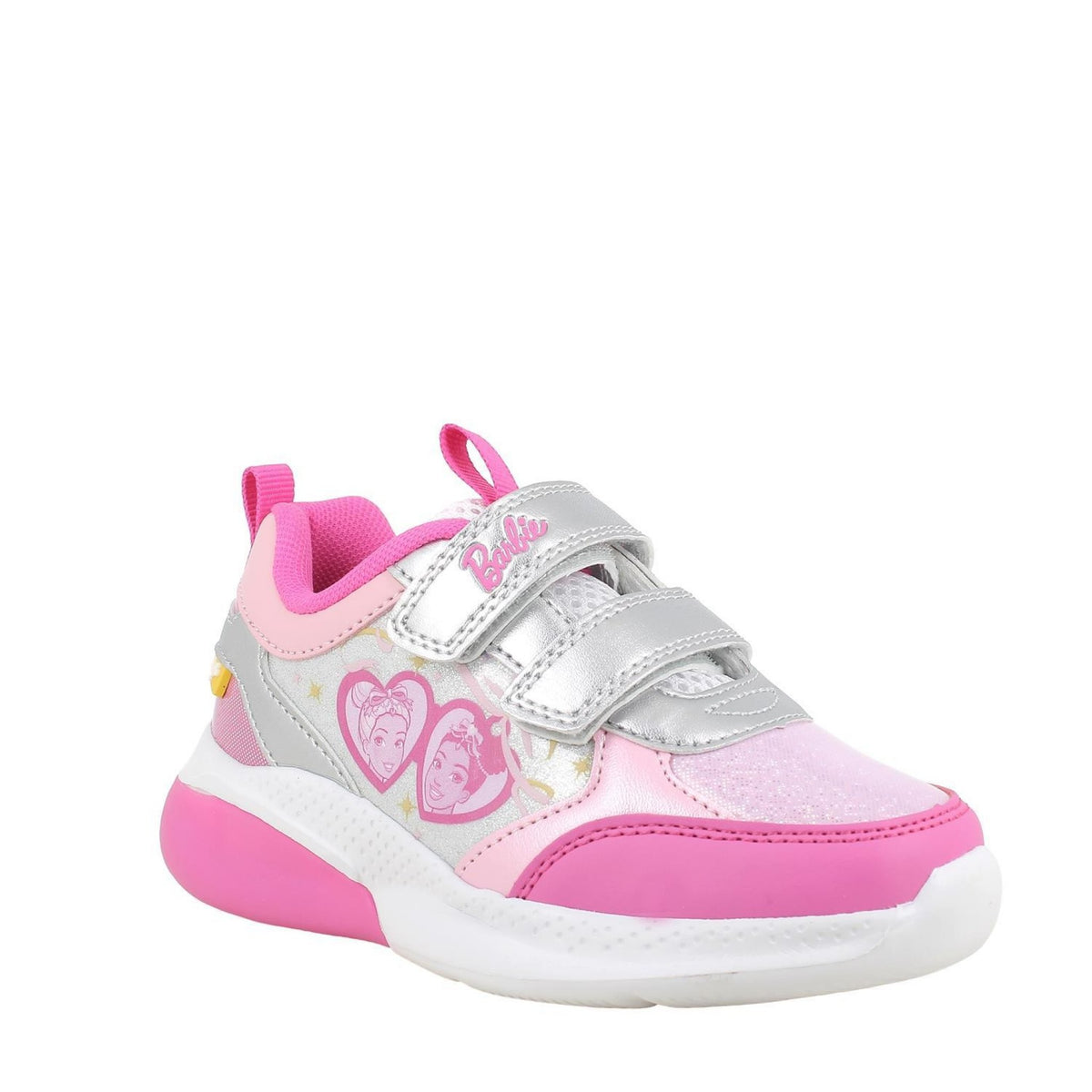 Sneakers da bambina argento e fuxia con strap barbie