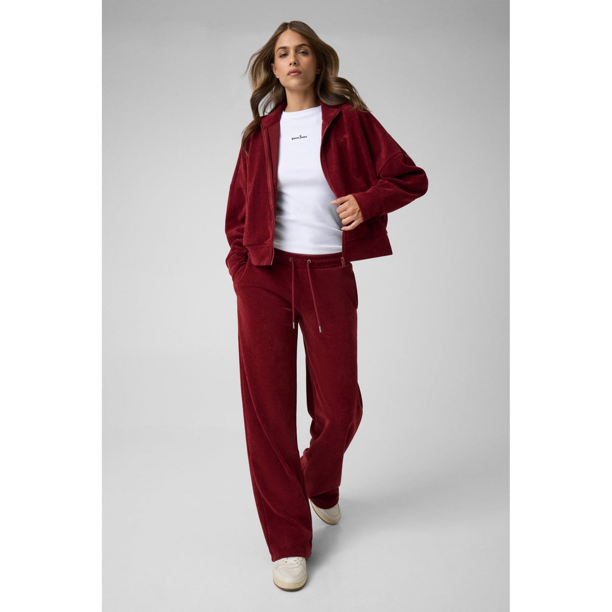Guess - felpa sportiva a coste guess con zip
