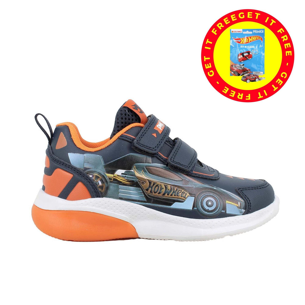 Sneakers da bambino blu e arancio con strap hot wheels™