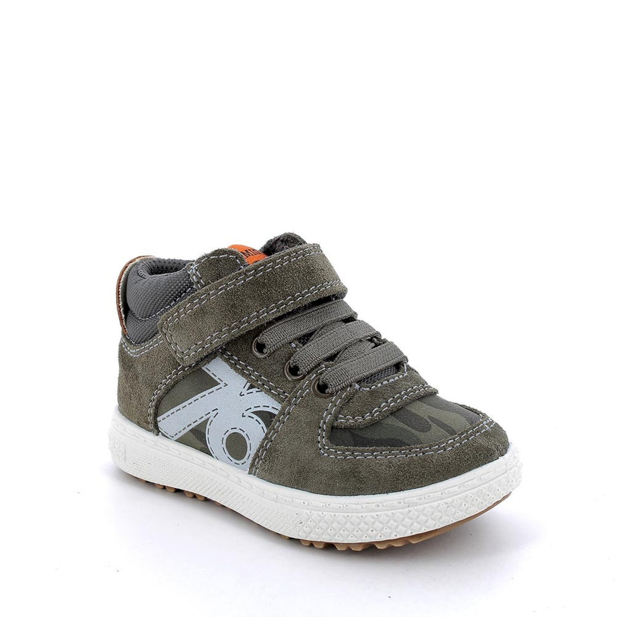Sneakers da bambino verde militare-mimetico