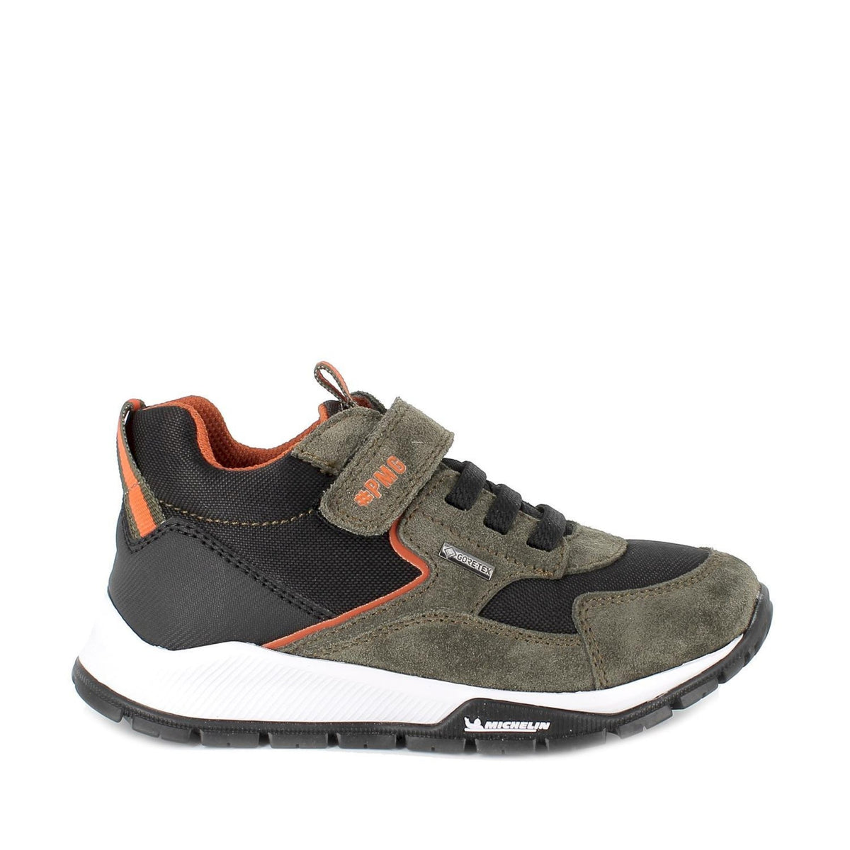 Sneakers da bambino verde militare-nero