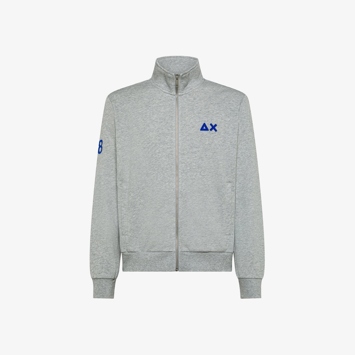 Sun 68 - sun 68 felpa in cotone con zip e logo fluo