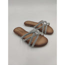 Ciabatta in pelle con brillanti f.do gomma